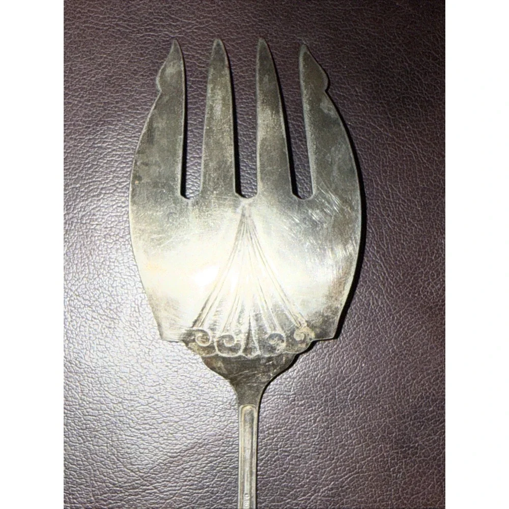 Rare Antique Assyrian Head A1 Ornate Silver Plate Serving‎ Fork 1886 Rogers Bros